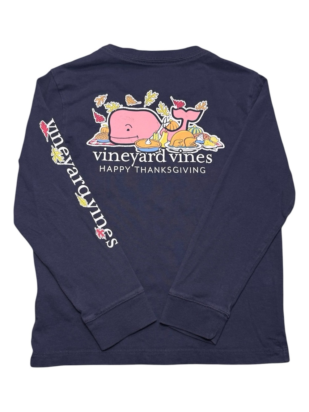 Vineyard Vines Kids Happy Thanksgiving Long
Sleeve Pocket Tee Navy Blue Size 6 X